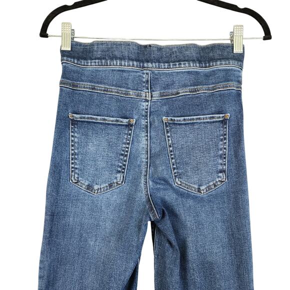 Spanx Womens Cropped Flare Denim Jeans Size Small Dip Dye Hem Pull On High Rise - Picture 5 of 12